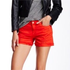 NEW Blank NYC Denim Jean Shorts Red Size 25 = 2 “Crimson Wave” Distressed New